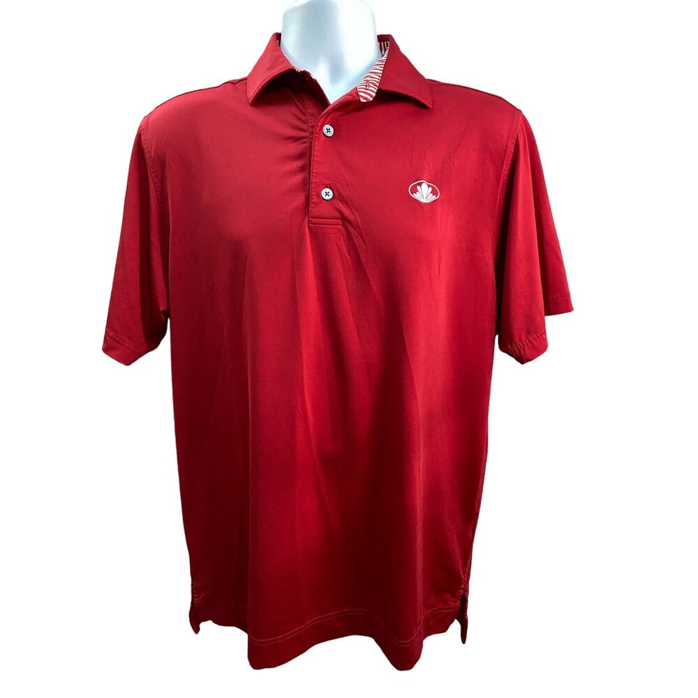 FJ Footjoy Polo Mens Small Red Short Sleeve Golf Performance Club crest
